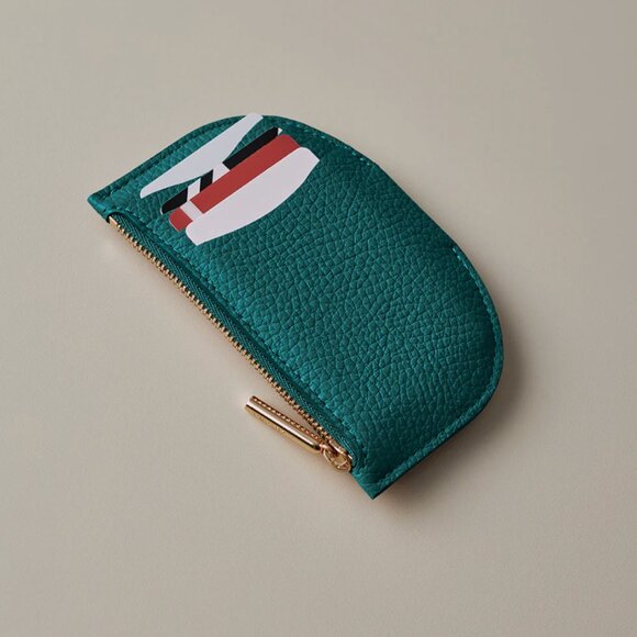 NWT Cuyana Half Moon Card Holder in Ceruleo Pebbled Leather - Picture 3 of 9